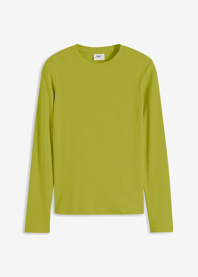 Rebrasta majica z dolgimi rokavi iz čistega bombaža