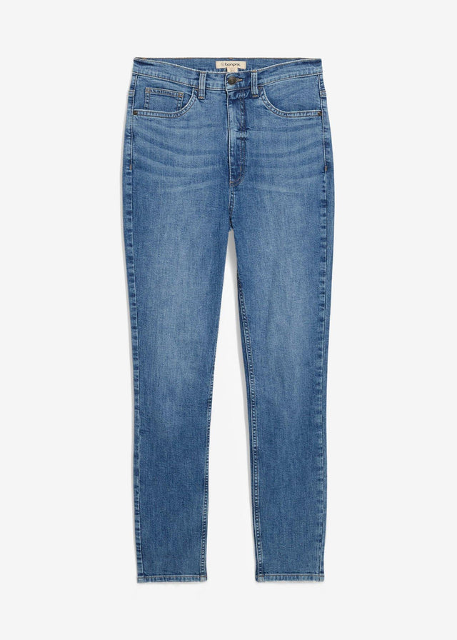 Oprijete kavbojke z visokim pasom v 7/8-dolžini