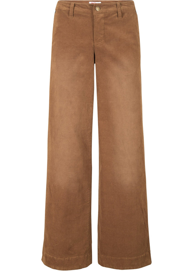 Stretch hlače iz žameta v širokem kroju