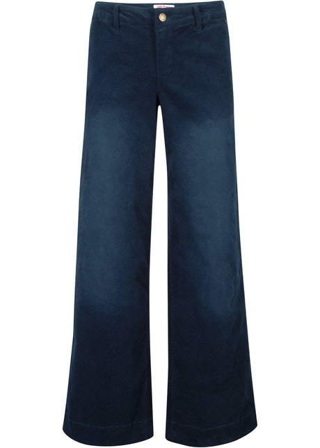 Stretch hlače iz žameta v širokem kroju