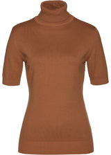 Pulover s puli ovratnikom in kratkimi rokavi