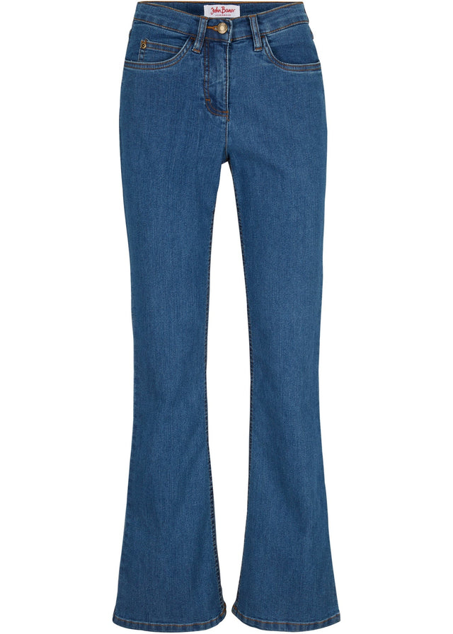 Boot-cut kavbojke s srednje visokim pasom in stretch materialom