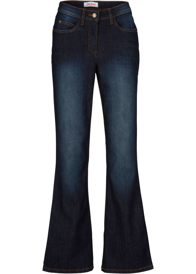 Boot-cut kavbojke s srednje visokim pasom in stretch materialom