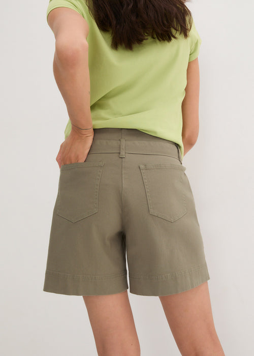 Kratke hlače iz kepra s pasom za zavezovanje