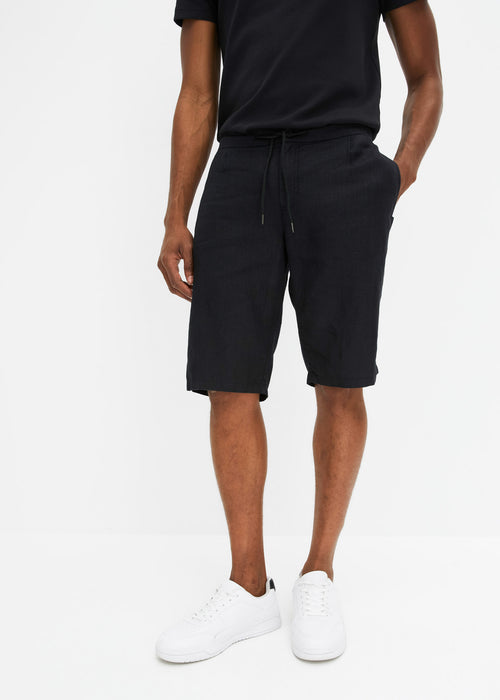 Bermuda hlače brez zapenjanja iz platna
