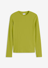 Rebrasta majica z dolgimi rokavi iz čistega bombaža