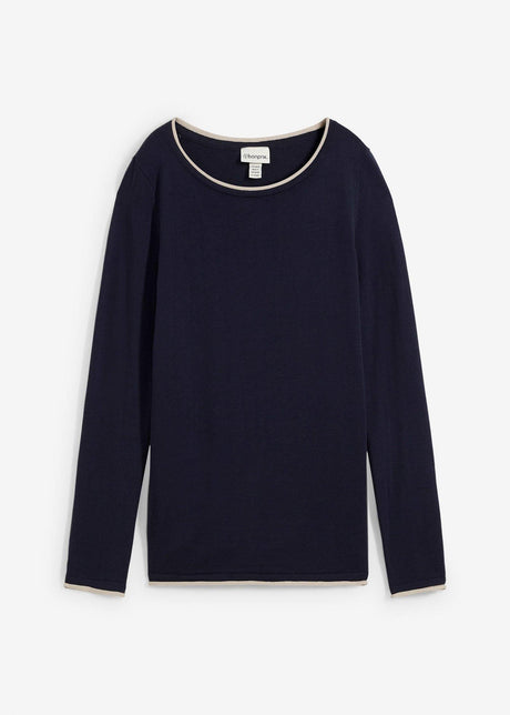 Fino pleten pulover z deležem bombaža