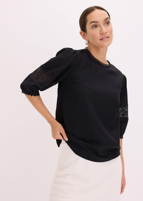 Bluza s kratkimi rokavi z deležem lanu
