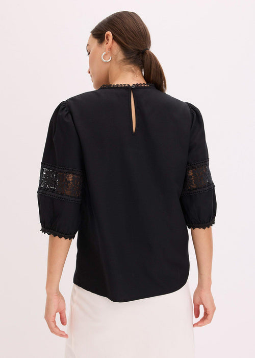 Bluza s kratkimi rokavi z deležem lanu