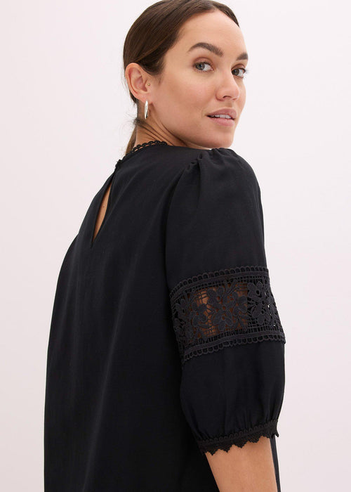 Bluza s kratkimi rokavi z deležem lanu