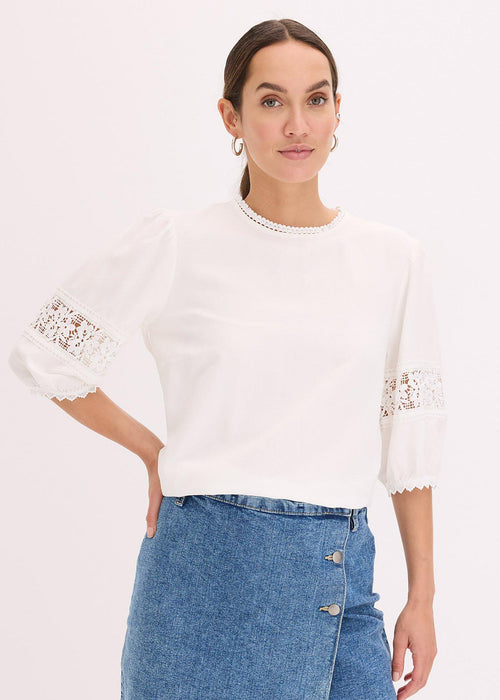 Bluza s kratkimi rokavi z deležem lanu