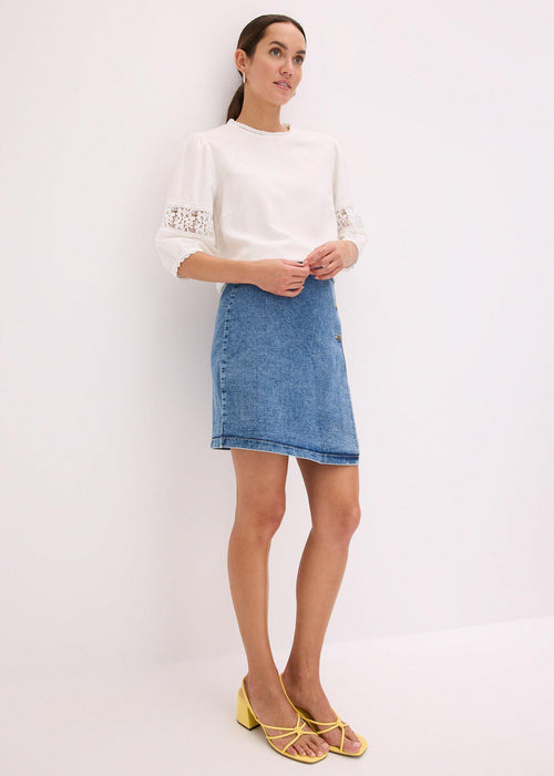 Bluza s kratkimi rokavi z deležem lanu