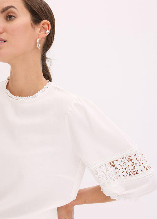 Bluza s kratkimi rokavi z deležem lanu