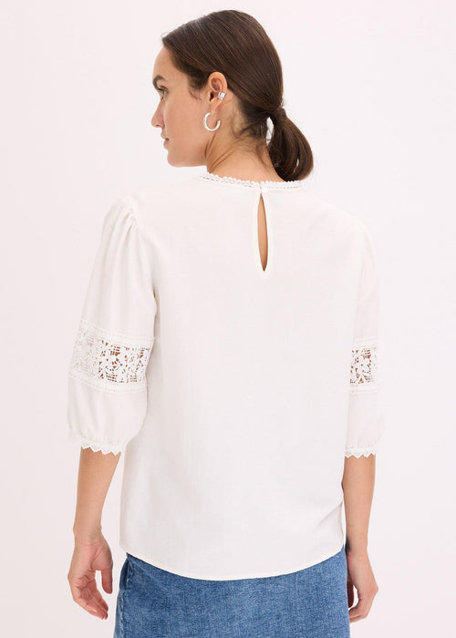 Bluza s kratkimi rokavi z deležem lanu