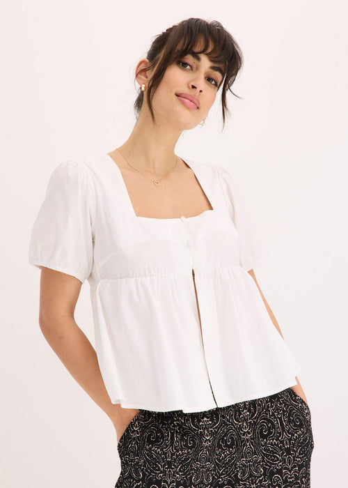 Bluza z balonastimi rokavi in gumbi