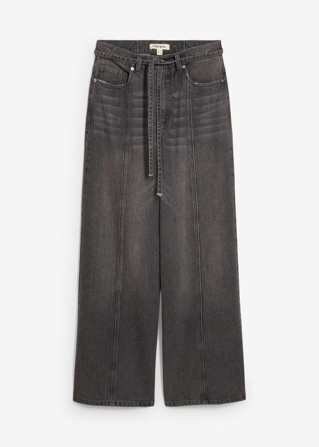 Kavbojke z visokim pasom in širokimi hlačnicami