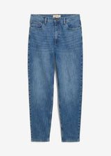 Mom kavbojke z zelo visokim udobnim pasom v krajšem kroju