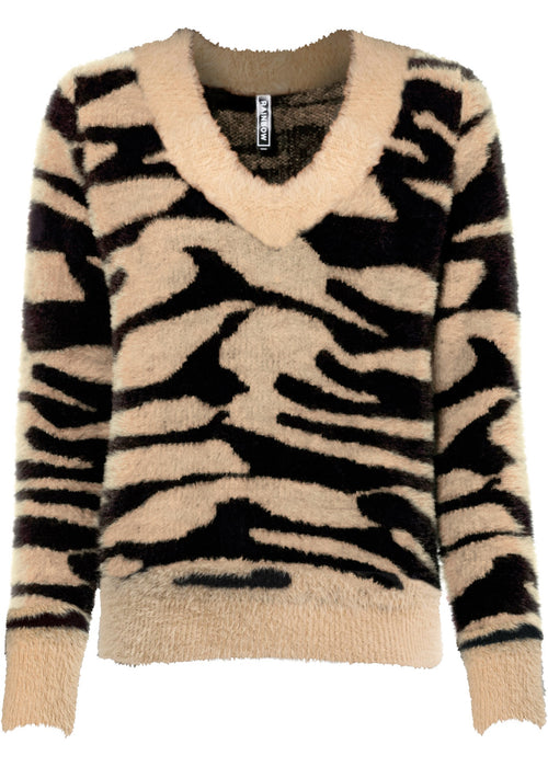 Pleten pulover z živalskim vzorcem