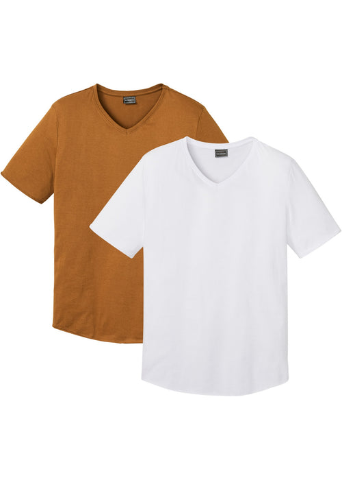 T-Shirt majica z V-izrezom iz ekološkega bombaža s srebrno oznako Cradle to Cradle Certified® (2 kosa)